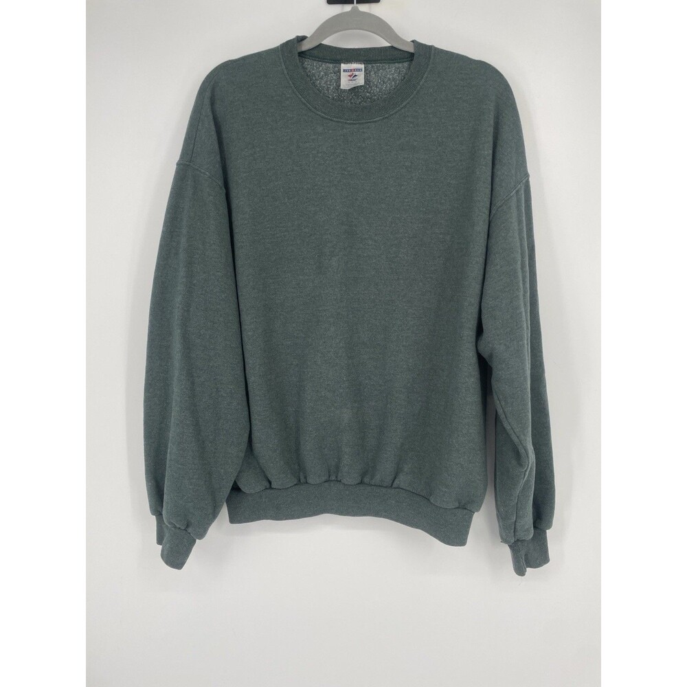 Vintage Y2K JERZEES Sweatshirt XL Green Blank Crewneck Neutral Dad Pullover